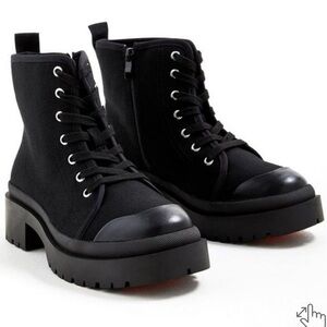 Torrid Black Canvas Lug Booties- size 8WW